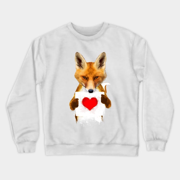 Fox holding a heart Crewneck Sweatshirt by andreabeloque